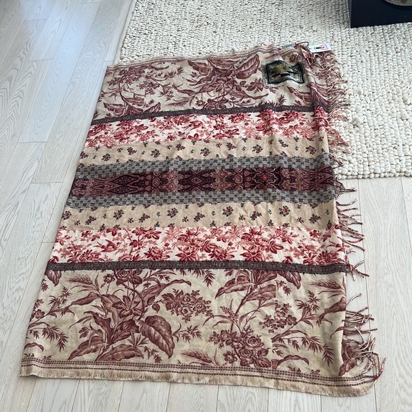 Pierre-Louis Mascia Pink Floral Cashmere Throw Scarf Blanket $1000